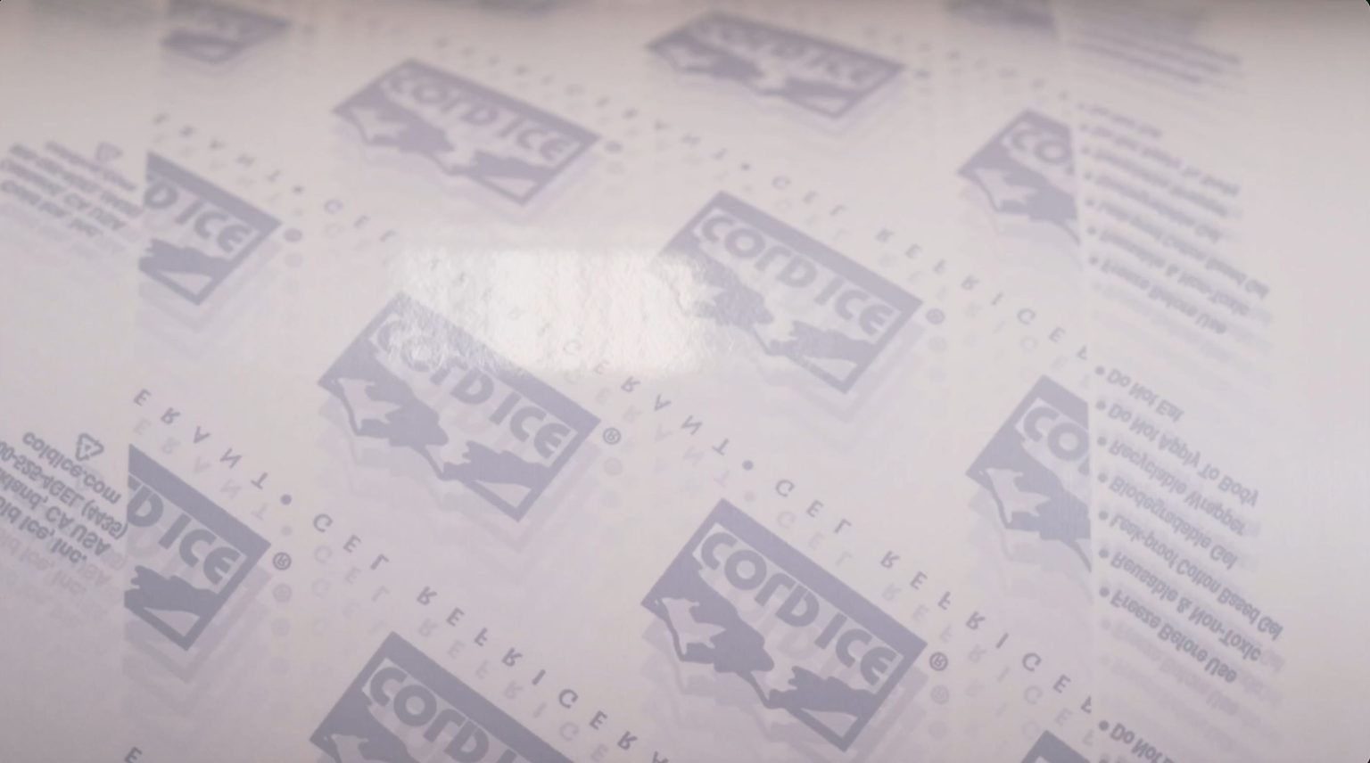 Close-up of Cold Ice packaging printed with eco-friendly water-based inks.